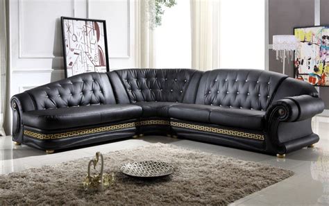 versace black leather sofas|Versace living room sofa set.